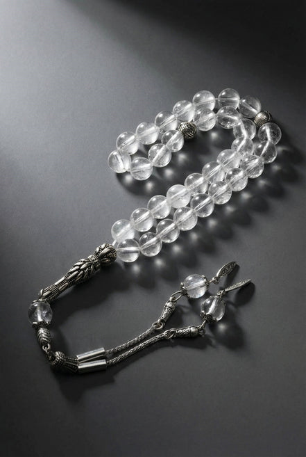 Kristal Kuvars Doğal Taş Tesbih – 8 mm Küre Kesim