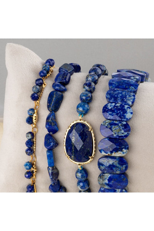 Lapis Lazuli Doğal Taş Kadın Bileklik Seti