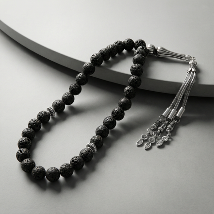 Siyah Lav Taşı Doğal Taş Tesbih – 33’lük / 8 mm
