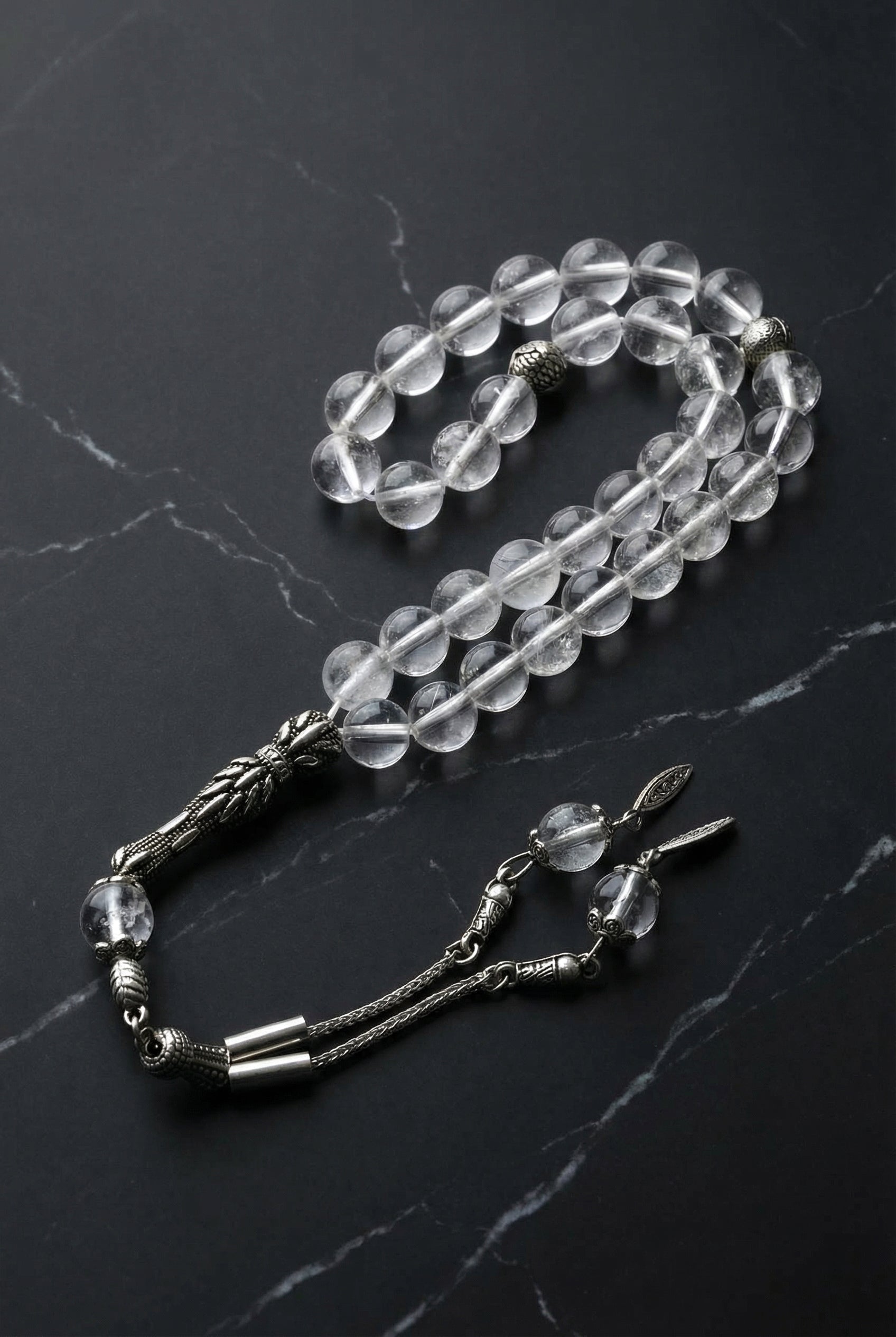 Kristal Kuvars Doğal Taş Tesbih – 8 mm Küre Kesim