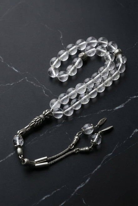 Kristal Kuvars Doğal Taş Tesbih – 8 mm Küre Kesim