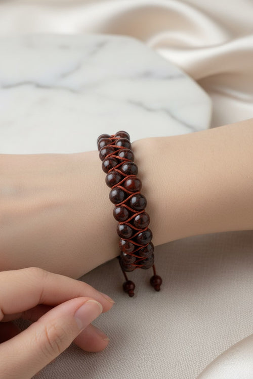 Dragon Jasper 8 mm Çift Sıra Makrome Doğal Taş Bileklik