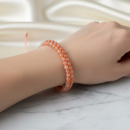 Güneş Taşı 3-4 mm Çift Sıra Doğal Taş Bileklik – Unisex El İşçiliği