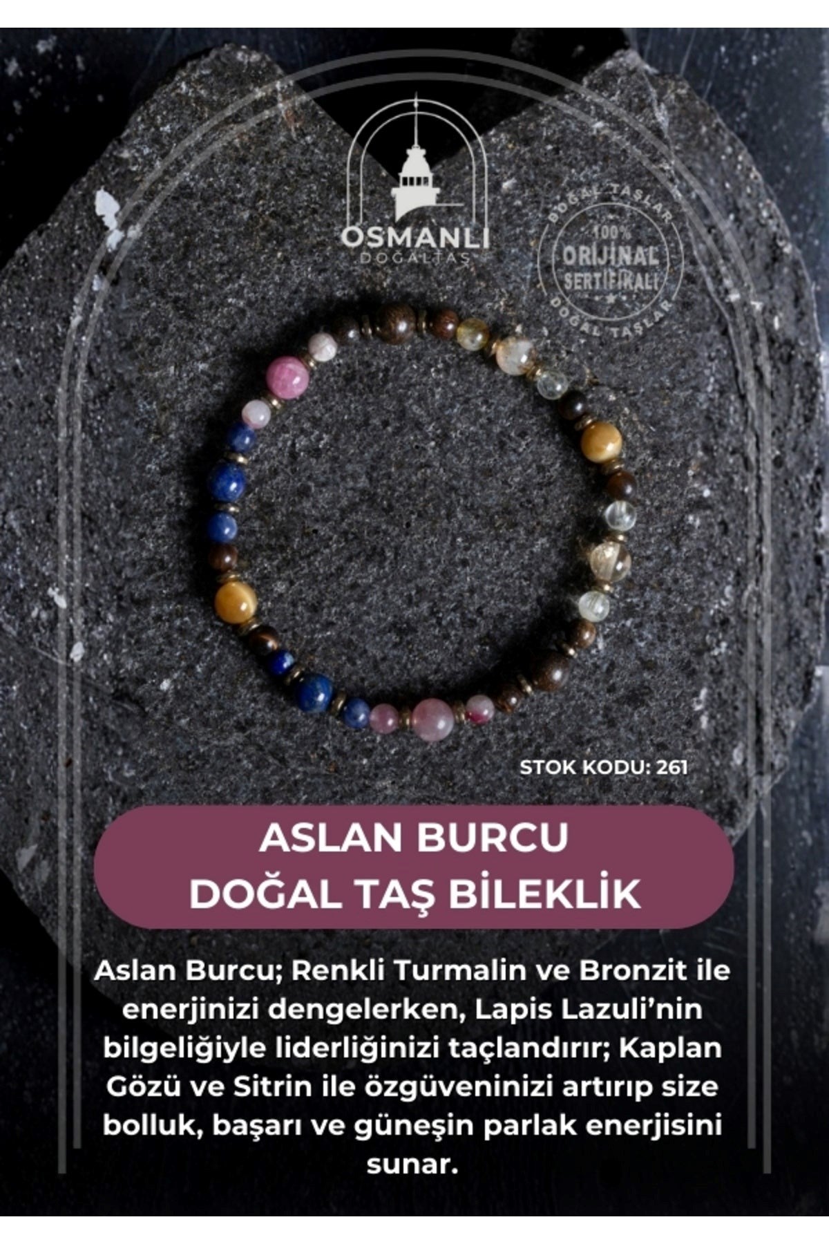 Aslan Burcu Doğal Taş Bileklik (SK:261)