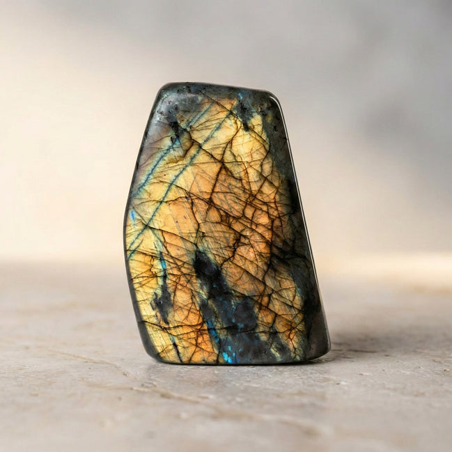 Labradorit Doğal Taş Parça – 647,5 gr | 7,5 × 11 cm