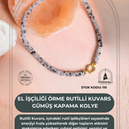 El İşçiliği Örme Rutilli Kuvars Kapama Kolye (SK:110)