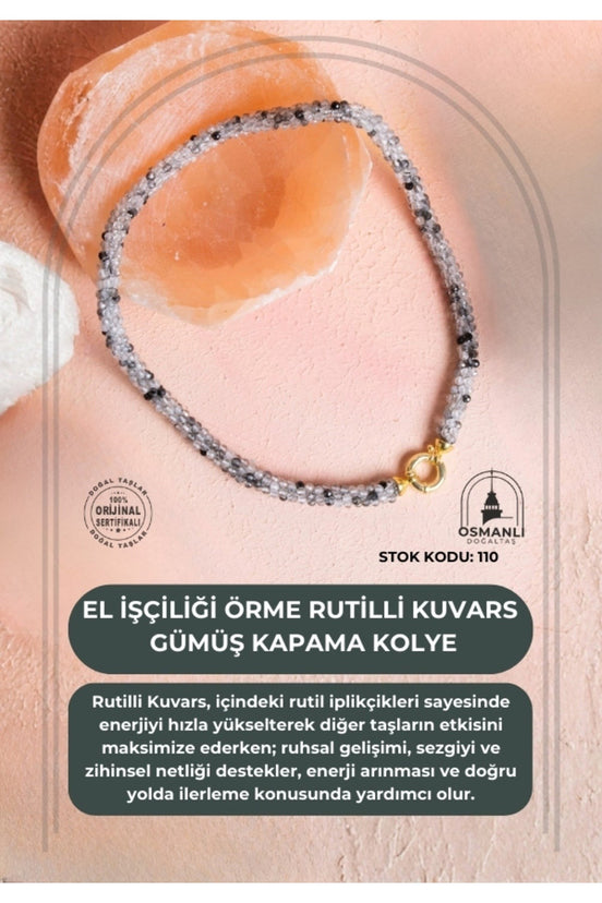 El İşçiliği Örme Rutilli Kuvars Kapama Kolye (SK:110)