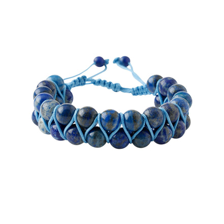 Lapis Lazuli 8 mm Çift Sıra Makrome Doğal Taş Bileklik
