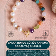 Başak Burcu Gümüş Kapama Doğal Taş Bileklik (SK:266)