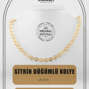 Sitrin 8 mm Düğümlü Doğal Taş Kolye
