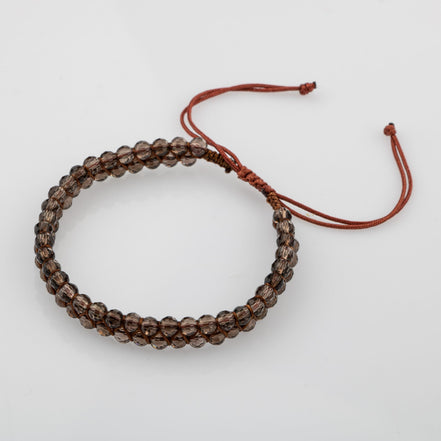 Dumanlı Kuvars 3-4 mm Çift Sıra Doğal Taş Bileklik – Unisex El İşçiliği