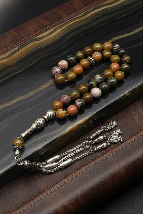 Ocean Jasper Doğal Taş Tesbih – 8 mm Küre Kesim