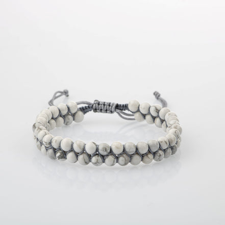 Havlit 4 mm Çift Sıra Doğal Taş Bileklik – Unisex El İşçiliği