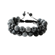 Karlı Obsidyen 8mm Çift Sıra Makrome Doğal Taş Bileklik