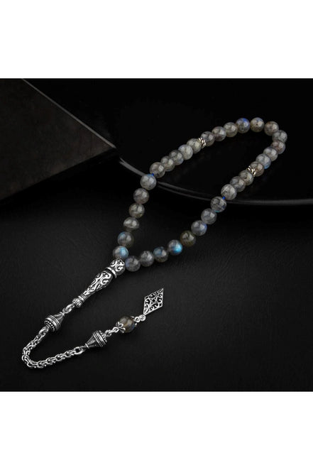 Labradorit Doğal Taş 8mm Gümüş İmameli Tesbih