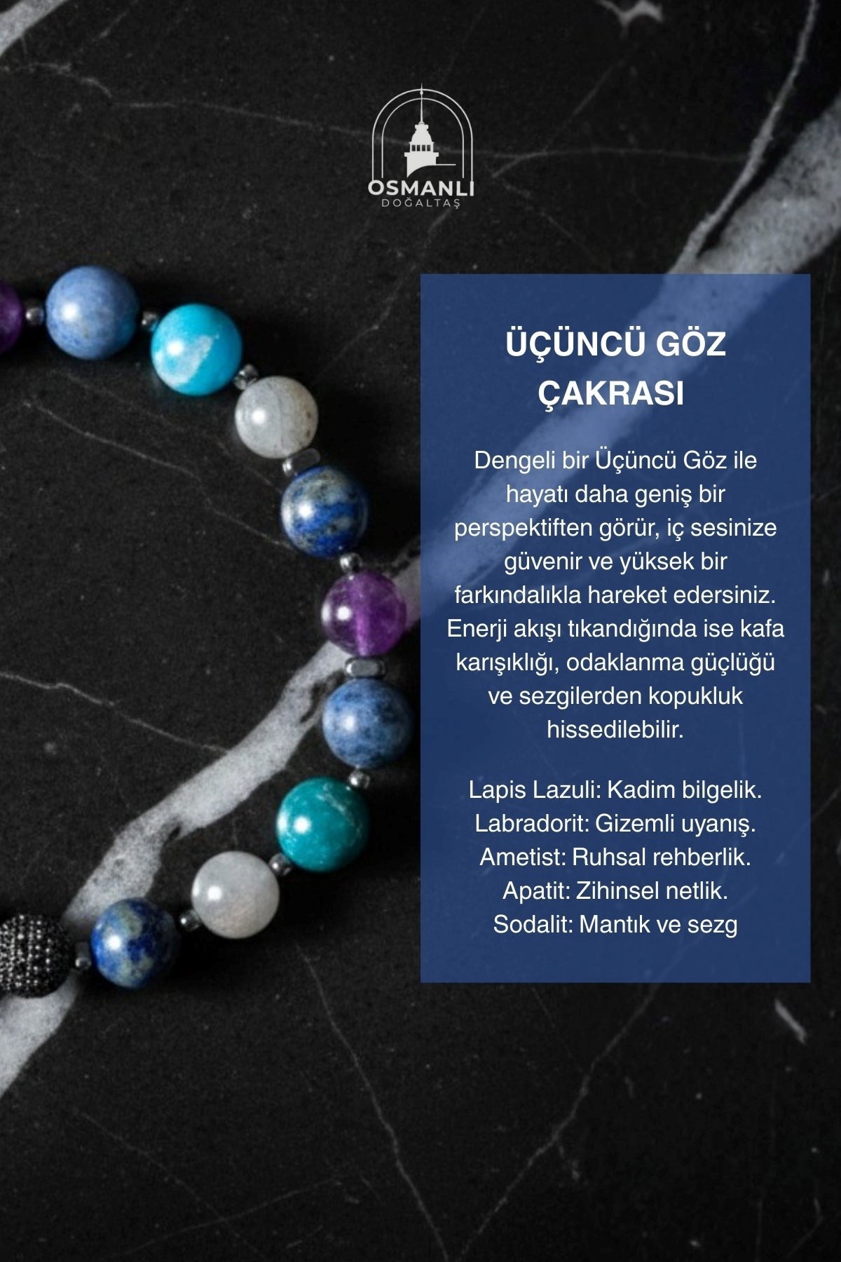 Üçüncü Göz Çakrası Doğal Taş Bileklik