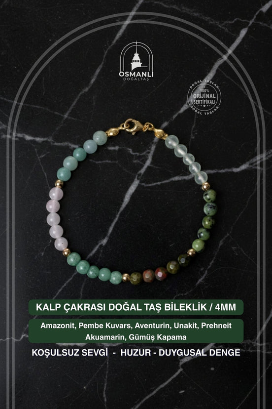 Kalp Çakrası Doğal Taş Bileklik