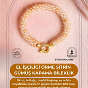 El İşçiliği Örme Sitrin Gümüş Kapama Bileklik (SK:096)