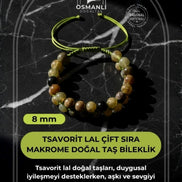 Tsavorit Lal 8mm Çift Sıra Makrome Doğal Taş Bileklik