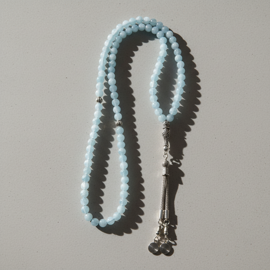 Akuamarin Doğal Taş Tesbih – 99’luk / 6 mm