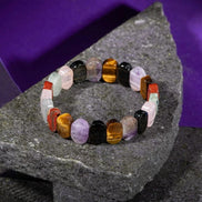 Başak Burcu Bileklik Ametist, Golden Obsidyen, Kaplan Gözü, Labradorit, Pembe Kuvars, Yosunlu Akik