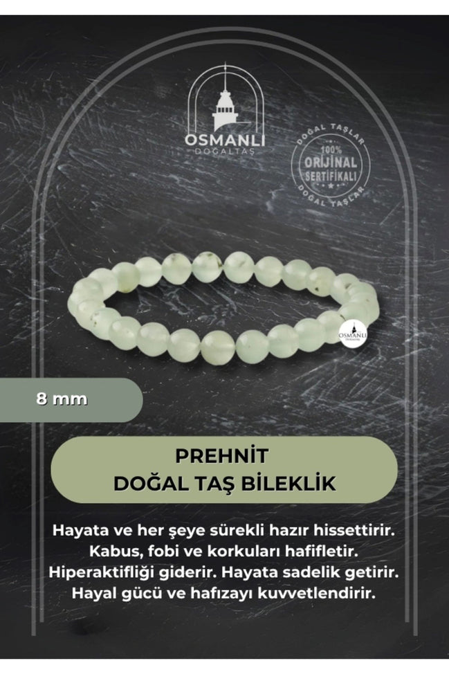 Prehnit 8mm Doğal Taş Bileklik