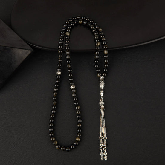 Golden Obsidyen Doğal Taş Tesbih 99’luk – 6mm El İşçiliği