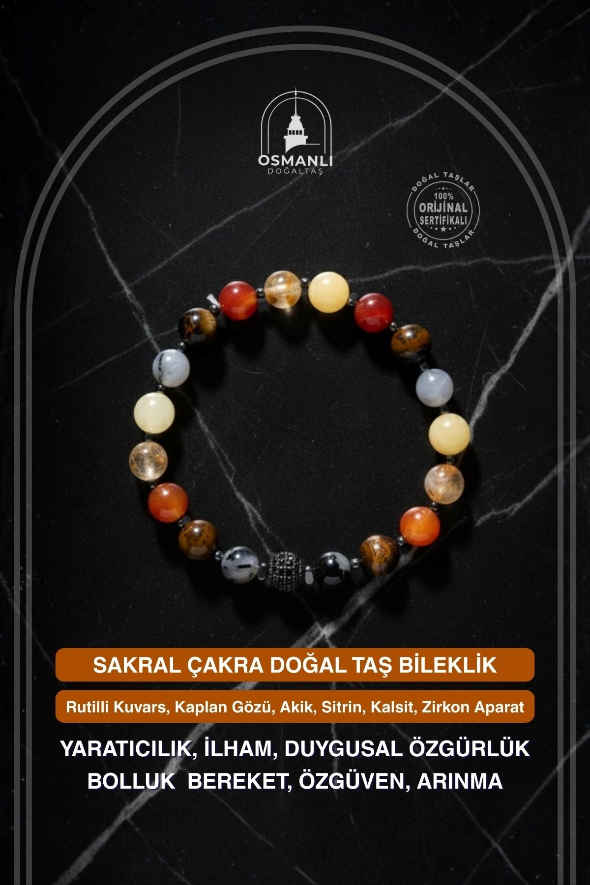 Sakral Çakra Doğal Taş Bileklik