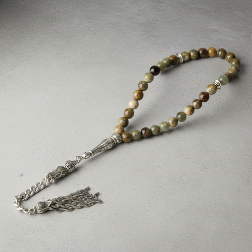Tsavorit – Lal (Granat) Doğal Taş Tesbih – 33’lük / 6 mm