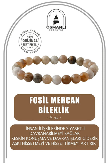 Fosil Mercan 8mm Doğal Taş Bileklik