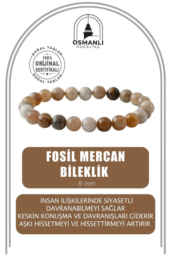 Fosil Mercan 8mm Doğal Taş Bileklik