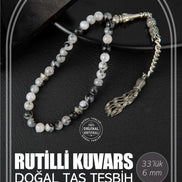 Rutilli Kuvars Doğal Taş Tesbih 33lük - 6mm