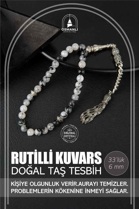 Rutilli Kuvars Doğal Taş Tesbih 33lük - 6mm