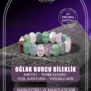 Oğlak Burcu Bileklik Ametist, Pembe Kuvars, Yeşil Aventurin, Yosunlu Akik