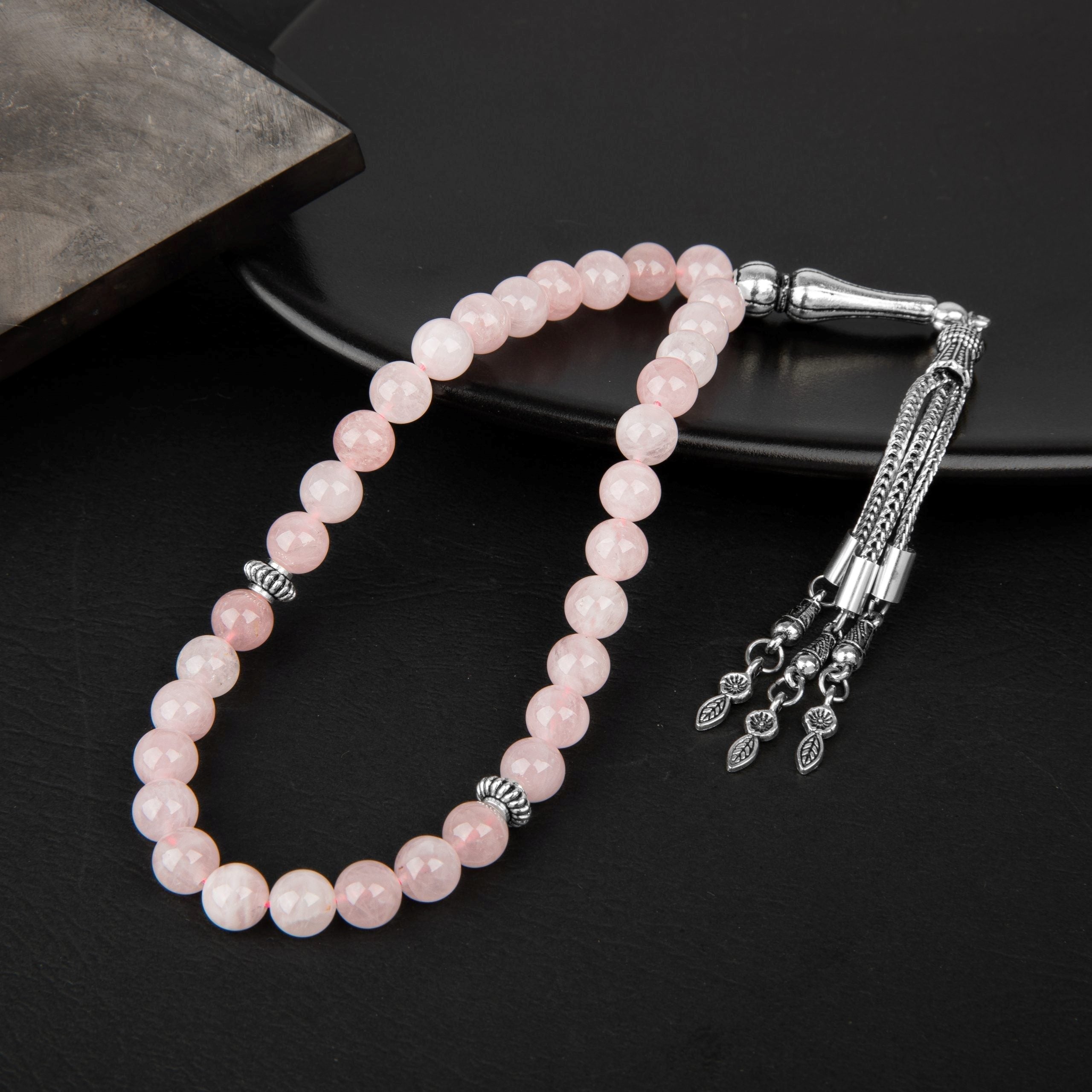 Pembe Kuvars (Gül Kuvars) Doğal Taş Tesbih – 33’lük / 8 mm