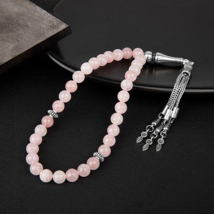 Pembe Kuvars (Gül Kuvars) Doğal Taş Tesbih – 33’lük / 8 mm