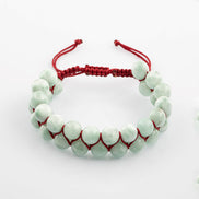 Yeşil Larimar 8 mm Çift Sıra Makrome Doğal Taş Bileklik