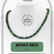 Anyolit 6 mm Dizi Doğal Taş Kolye