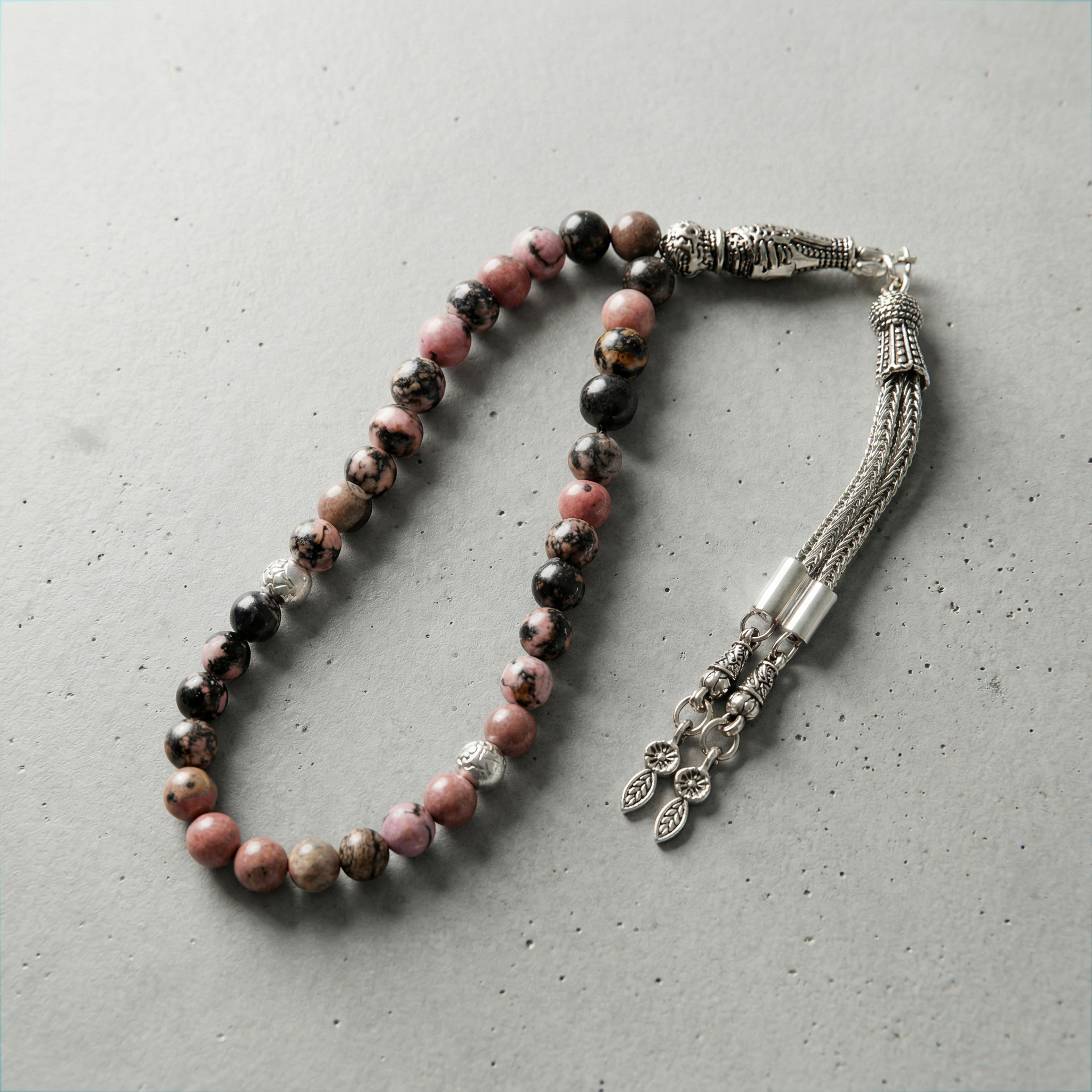 Rodonit Doğal Taş Tesbih – 33’lük / 8 mm