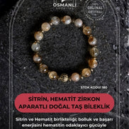 Sitrin, Hematit Zirkon Aparatlı Doğal Taş Bileklik (SK:180)