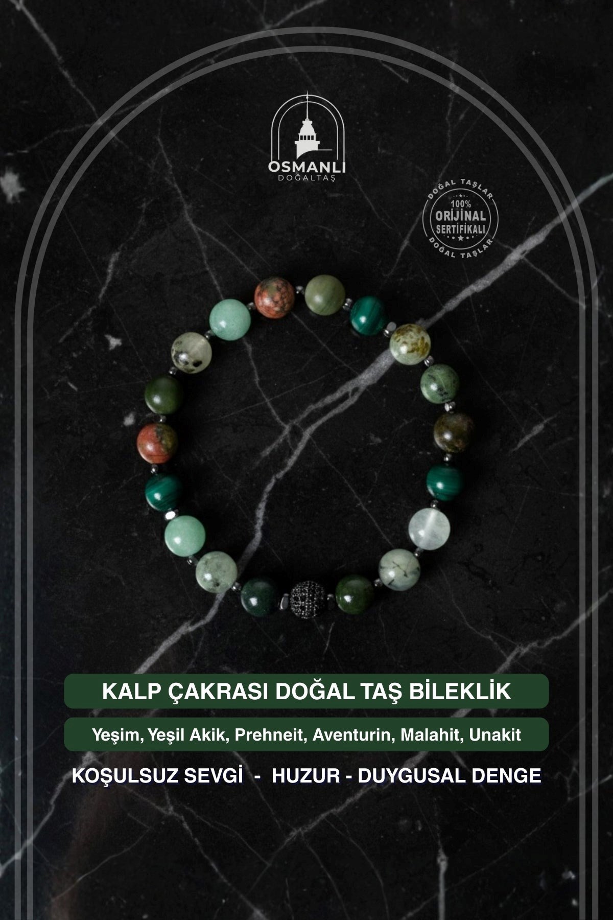 Kalp Çakrası Doğal Taş Bileklik
