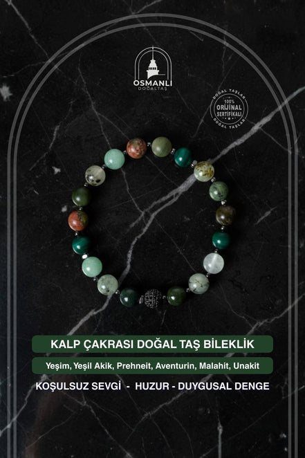 Kalp Çakrası Doğal Taş Bileklik
