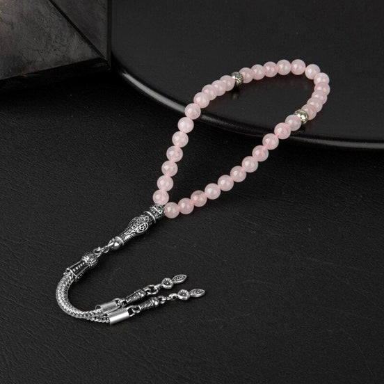 Pembe Kuvars (Gül Kuvars) Doğal Taş Tesbih 33lük - 6mm