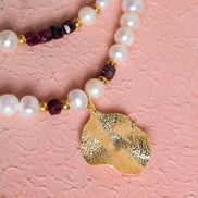 İnci, Yakut, Hematit Gümüş Aparatlı Doğal Taş Kolye (SK:019)