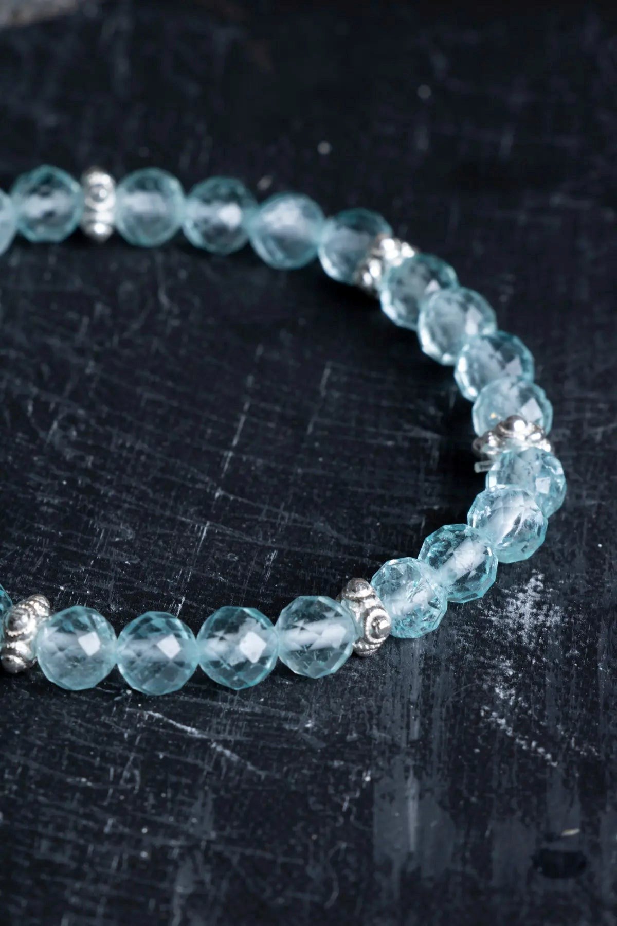 Topaz Gümüş Aparatlı Doğal Taş Bileklik- 6mm (SK:167)