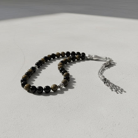 Golden Obsidyen Doğal Taş Tesbih – 33’lük / 8 mm