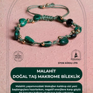 Sertifikalı Malahit Doğal Taş Makrome Bileklik (SK:279)