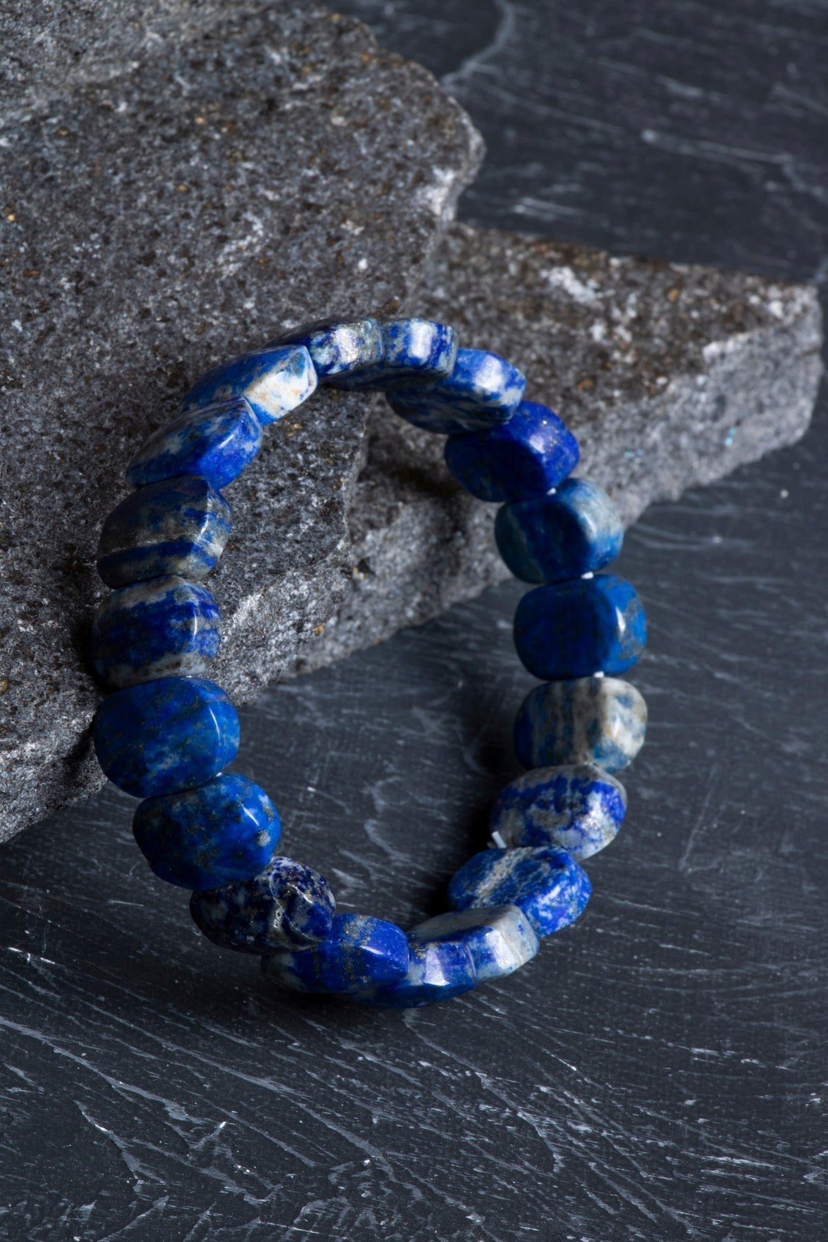 Lapis Lazuli Geniş Kesim Doğal Taş Bileklik