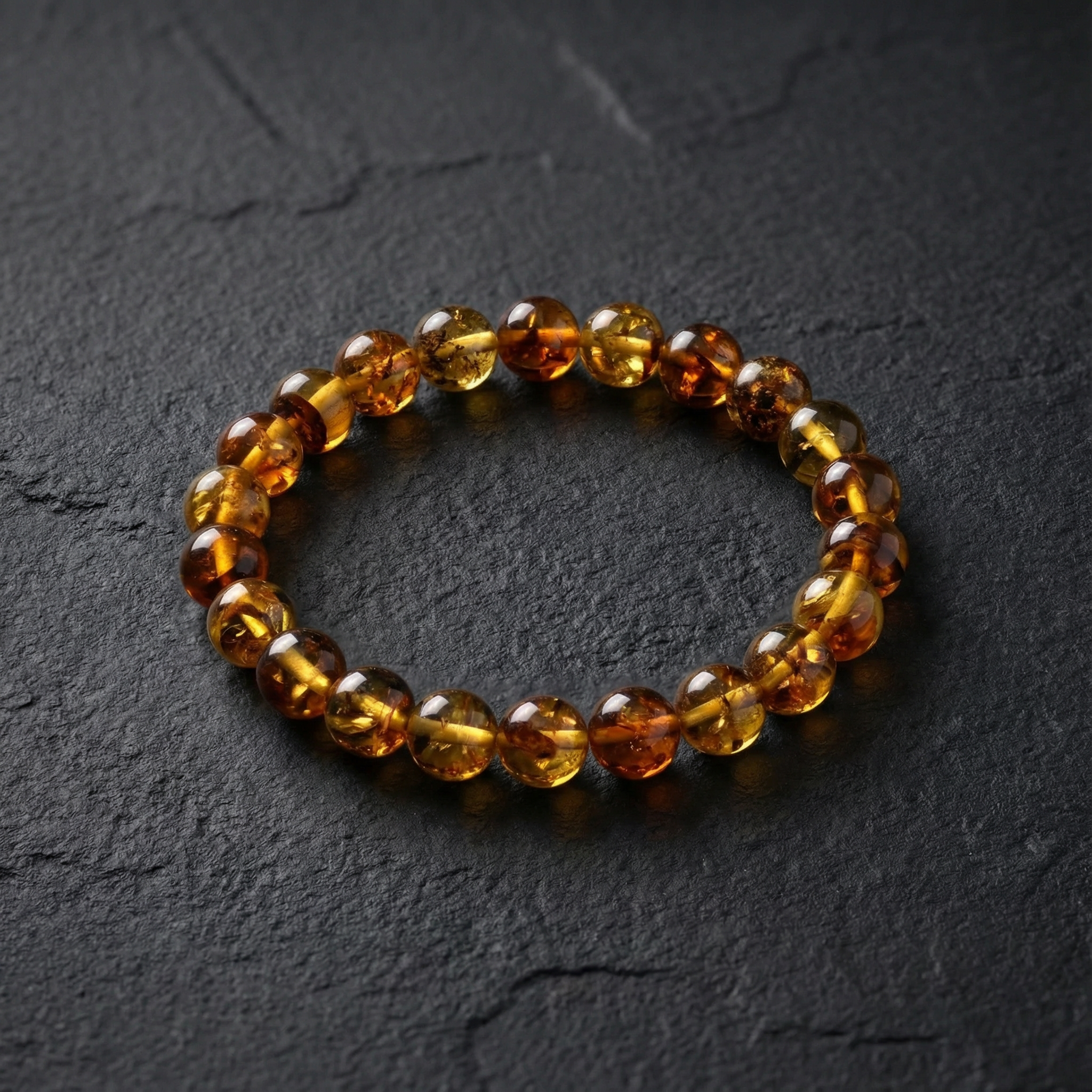 Kaya Fosil Damla Kehribar Bileklik – 8 mm
