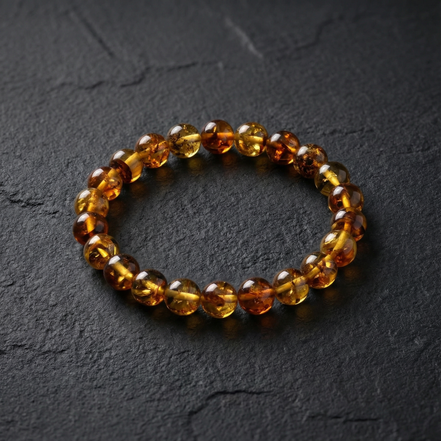 Kaya Fosil Damla Kehribar Bileklik – 8 mm